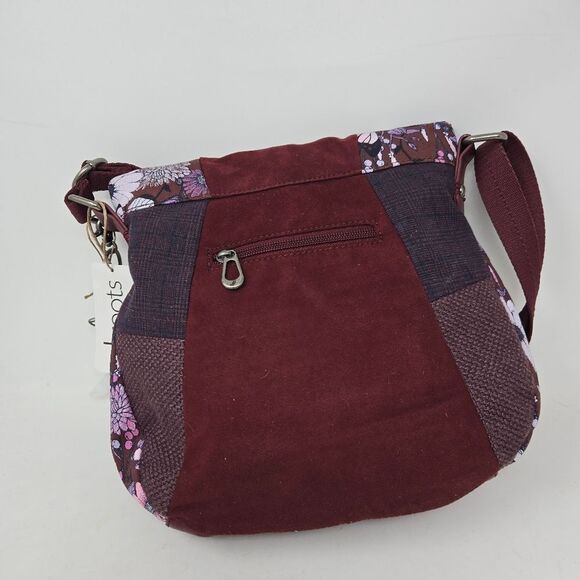 SAKROOTS Cabernet In Bloom Foldover Crossbody Purse Patchwork BEE Keychain NWT - Picture 4 of 15